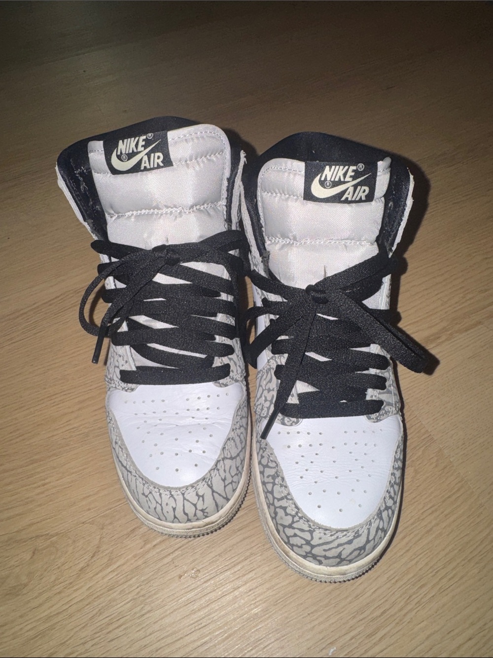 Nike Women’s White and Black High-Top Sneakers with Elephant Print